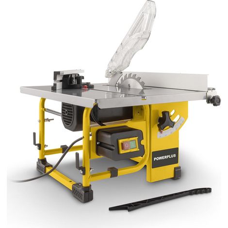 Powerplus Scie à Table Électrique de 800 W POWX07588 - Coupes Droites, Angle et d'Onglet Ø 200 mm - Table 505 x 373 mm - 1 Acc