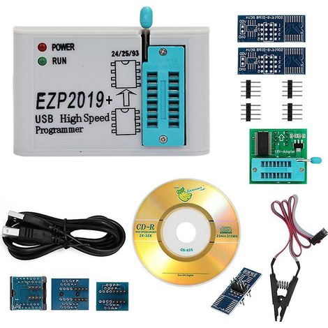Programmateur USB SPI haute vitesse EZP2019, compatible avec les mémoires Flash de 32 Mo, EEPROM de 24, 25 et 93 Mo, et BIOS Flash de 25 Mo, sous Windows 7 et Windows 8.
