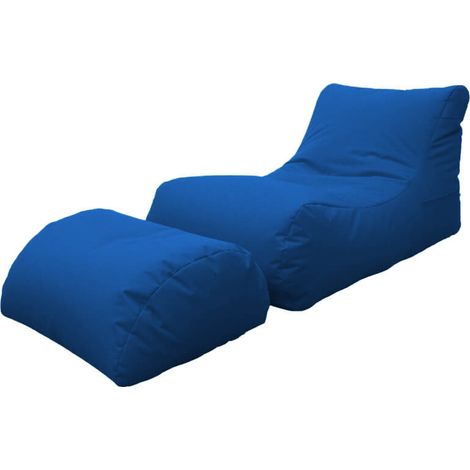 Poltrona Pouf Chaise Longue con Poggiapiedi in Poliestere Blu Avalli (1/3)