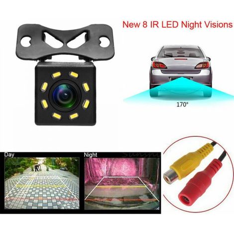 TELECAMERA 170° RETROCAMERA RETROMARCIA 8 LED CON STAFFA A COLORI AUTO SUV