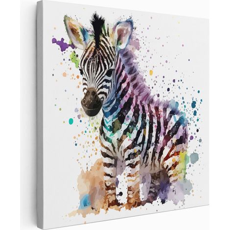 Tableau toile Enfants Carré - Zèbre - 20x20 cm (1/2)