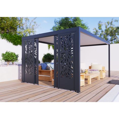 Paroi Coulissante Aluminium 3m50 Anthracite Pour Pergola S et SV France (1/5)