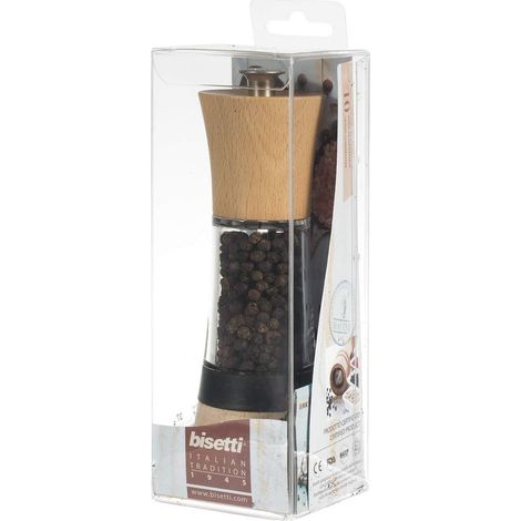 Pepper mill - BISETTI - PISA - 18 cm - Wood / Acrylic (1/2)