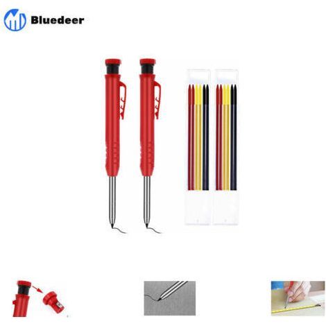 Lot de 2 porte-mines charpentier automatiques solides avec recharges crayon pour le dessin, travail du bois plomb, Noir, Jaune, Rouge Crayon, Marqueur, Craie (1/5)
