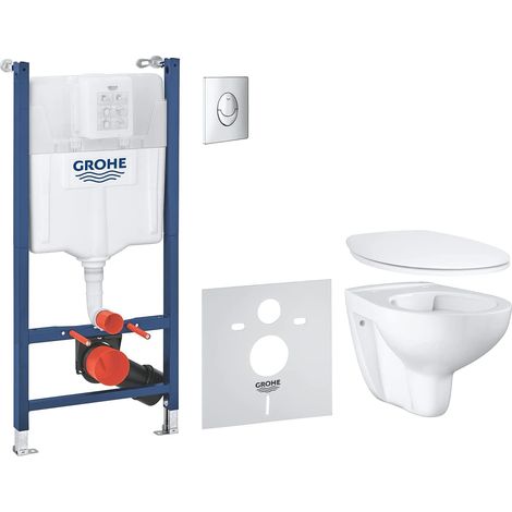 Grohe Solido - Set con modulo di installazione, vaso WC e copriwater Bau Ceramic, softclose, placca di comando Skate Air, cromo/bianco 39888000 (1/5)