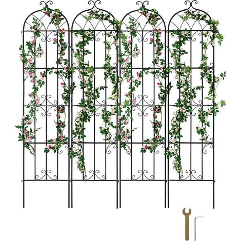 Treillis jardin pour plantes grimpantes, 51 x 220 cm, treillis fleurs de jardin en métal antirouille, treillis de rosiers grimpants extérieur, support de concombres, pour cours, pelouses, 4 pcs (1/5)