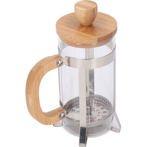 Cafetière à piston résistante à la chaleur avec filtre en acier inoxydable et poignée en bambou, 350 ml (1/5)