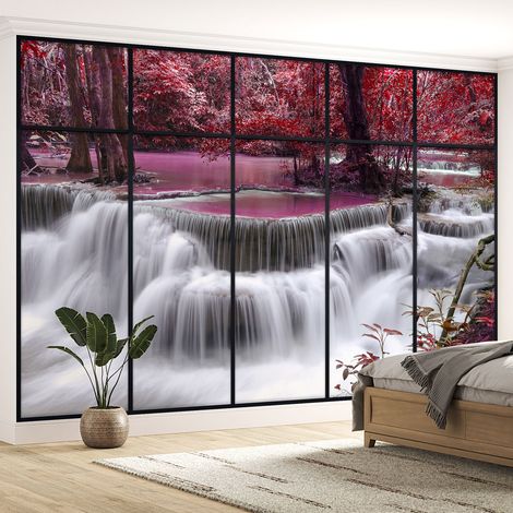 Papier peint panoramique Trompe l'oeil Verrière - Cascades - 130 cm x 82 cm (1/5)