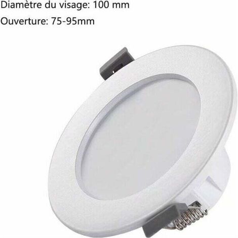 5 spots LED pour salle de bain, IP44 Superflat 35mm, 85mm de diamètre, blanc, plafonnier encastré, panneau LED 6W, 460Lm, blanc neutre 4000K