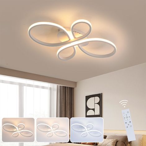 Plafonnier LED 36 W à intensité variable, Lustre LED à anneaux floraux avec télécommande, Plafonnier LED moderne 60 cm, 3 températures de couleur (1/5)