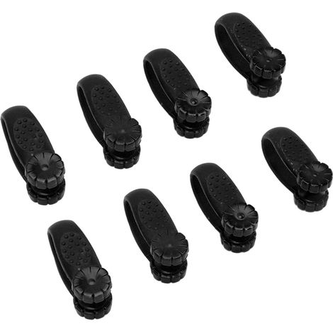 Set mit 8 schwarzen Akupressurclips aus Kunststoff zur manuellen Migränelinderung zwischen Daumen und Zeigefinger (1/5)