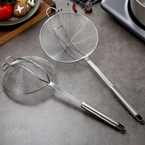Cuillère-passoire longue en acier inoxydable anti-brûlure, louche à fentes pour la cuisine et la friture des spaghettis (1/5)