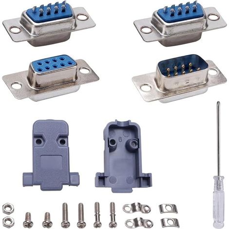 5 Ensembles DB9 Solder Connecteur, avec Coque en Plastique, DB9 Série RS232 Parallèle 9-Broches Adaptateur Femelle/Mâle à Souder, pour Assemblage de Câbles (1/5)