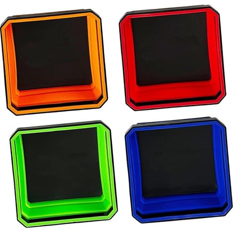 Ensemble de Plateaux à Outils Pliables pour Pièces Magnétiques, Paquet de 4 Carrés Pliables en Silicone de 4,5 Pouces avec Base Magnétique Double Face (1/5)