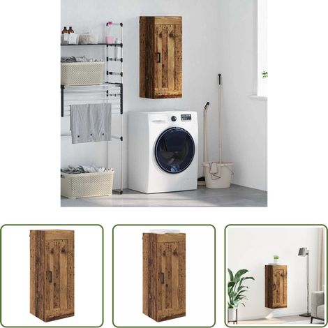 vidaXL Bois ancien - Meuble mural Bois Ancien 34,5 x 34 x 90 cm Bois d'ingénierie (1/5)