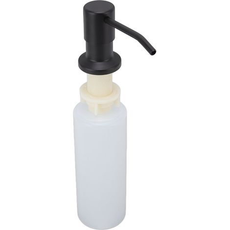 Distributeur de savon multifonctionnel 300 ml pour évier de cuisine, en acier inoxydable, rotation à 360°, noir. (1/5)