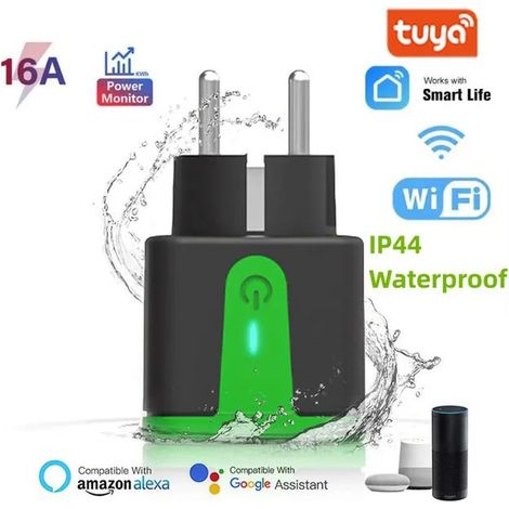 Prise Connectée WiFi IP65 Étanche Extérieur 16A, Commande à Distance, Suivi de Consommation Électrique, Compatible Tuya Smart Life et Alexa, pour Jardin et Terrasse (1/4)