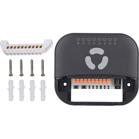 Vanne intelligente SH-07Z6 noire, contrôleur WiFi Graffiti 6 voies, programmateur d'arrosage six-en-un, norme US 110-220V, compatible maison connectée. (1/5)