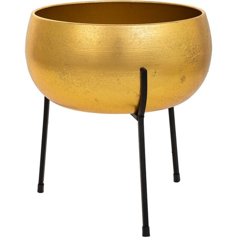 Macetero con soporte de metal dorado 25x25x27.5