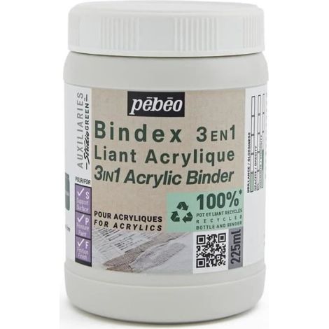 Liant Acrylique - Pébéo - Bindex 3en1 - 225 ml - Satiné - Non jaunissant