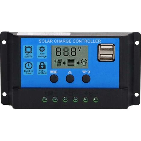 Contrôleur de Charge Solaire PWM 100A pour Panneau 12V/24V, Affichage LCD, Régulateur Photovoltaïque (1/4)