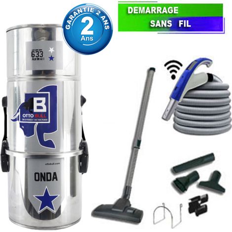 Aspirateur central type ALDES, OTTO BULL ONDA 300 INOX (jusqu’à 300 m²) + set accessoires - Garantie 2 ans (1/5)