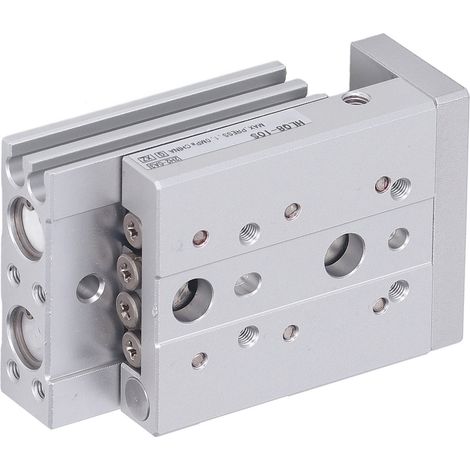 Vérin pneumatique double tige double effet en aluminium et inox M5x0.8, course 10mm, modèle 10S, pour automation industrielle. (1/5)
