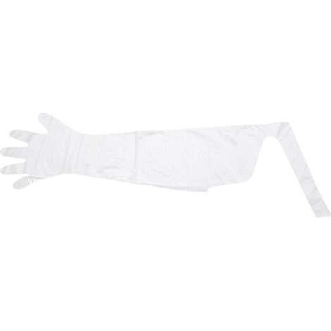 Lot de 50 gants jetables souples et élastiques longs pour examens vétérinaires du bétail (blancs). (1/5)