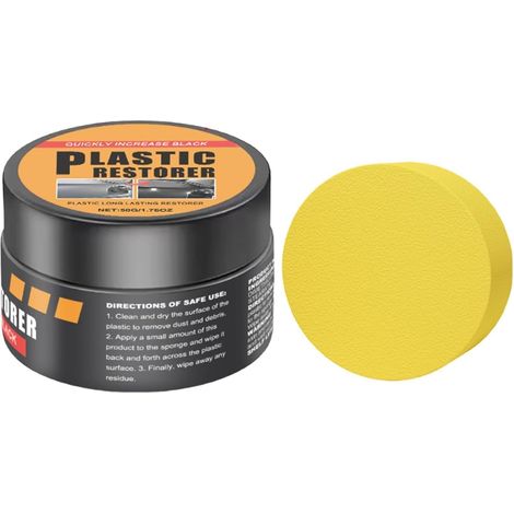 Kit de restauration en plastique et cuir de voiture - 50 g - Pâte rafraîchissante pour intérieur et tableau de bord - Crème - Avec pour aspect voiture neuve - Noir (1/5)