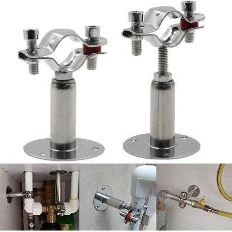 Support Pince Tuyaux Collier Serrage - Réglable Plafond Fixation Murale Colliers de en Acier Inoxydable Diamtre 25-27mm Hauteur 50-100mm pour Tubes Tiges Tuyau Mural Gaz, 2 Pièce (1/5)