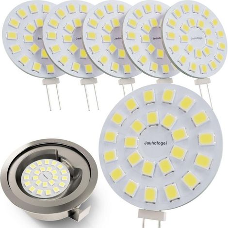 G4 Round LED Bulb 12 Volts Cool White Equivalent to JC G4 12V 20W Halogen Bulb - Small G4 Bulb for Kitchen Hood Oven - Recessed Halogen Spotlight 2 Watt G4 Daylight - Pack of 6 [Cla] (1/5)