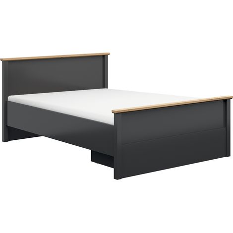 Letto matrimoniale Duck grigio antracite e marrone effetto rovere 140x200cm