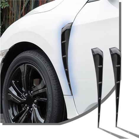 2PCS Autocollants de Décoration D'aile de Voiture, Aérateurs Latéraux D'aile de Voiture, Aileron En Fibre de Carbone, Garniture Universelle pour L'extérieur Des Véhicules(Noir) (1/4)