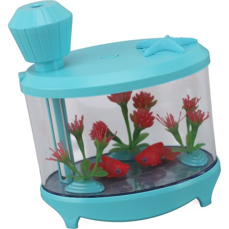 Mikro-Luftbefeuchter in Aquariumform mit Ultraschall-USB-Anschluss, geräuscharm, für ätherische Öle und Aromatherapie, geeignet für Auto, Schlafzimmer, Arbeitszimmer, Blau (1/5)