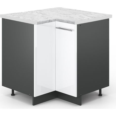 Mobile ad angolo cucina Fame-Line, Bianco lucido, 80.5 cm , PL Marmo, Vicco