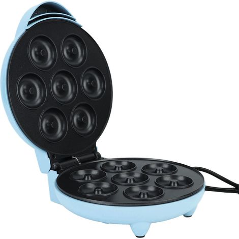 Tragbarer und kompakter Donut-Maker mit doppelseitiger, hitzebeständiger Auflagefläche für 7 Donuts. 220-V-EU-Stecker, blau. (1/5)
