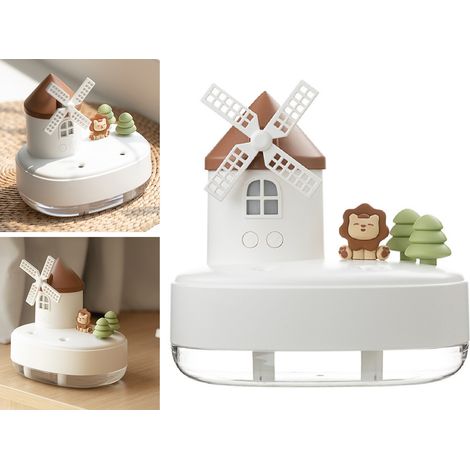 Boîte à musique humidificateur avec veilleuse douce, double brumisation, sans fil, petit humidificateur de table pour chambre ou bureau, blanc (1/5)