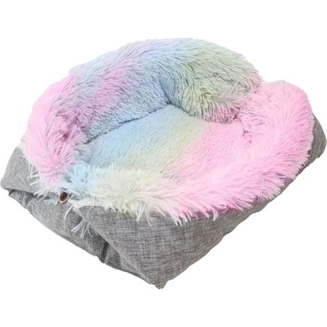 Cama plegable para gatos y perros, interior de felpa suave, material de lino seguro, cojín cálido de invierno, adecuada para chihuahuas y caniches. (1/5)