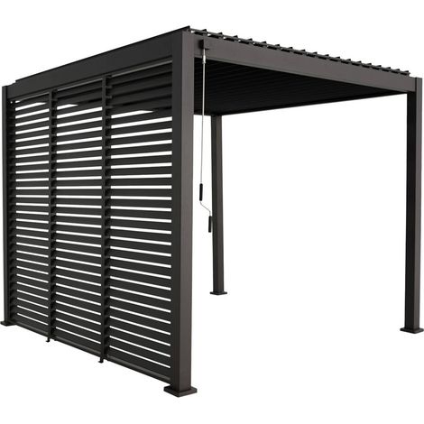 sweeek - Bioklimatische Pergola Triomphe 3x3m V2 + 3 Lamellenwände 100 cm (1/5)