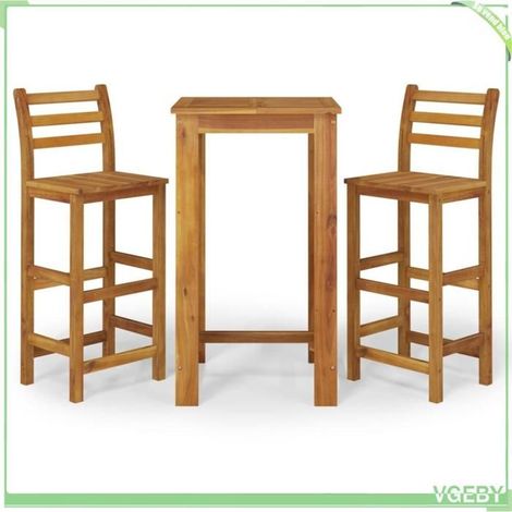 Ensemble de bar de jardin 3 pcs - FAFEICY - 3154390 - Bois d'acacia massif - Finition à l'huile - 2 chaises (1/5)