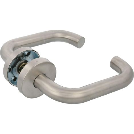 1 - Poignée De Porte - Rosace Ronde - Acier Inoxydable - Design Ergonomique Antidérapant - Pour Intérieur Et Extérieur - Argenté Mat - 140x19 Cm