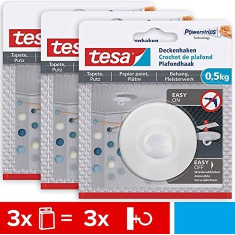 tesa 77781 Crochet de plafond blanc Contenu: 3 pc(s)