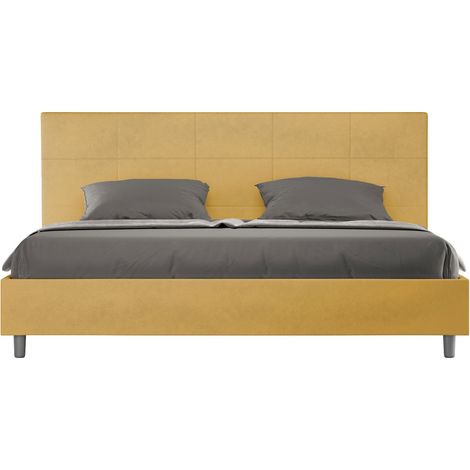 Letto matrimoniale king size contenitore imbottito 180x210 microfibra ocra Mika