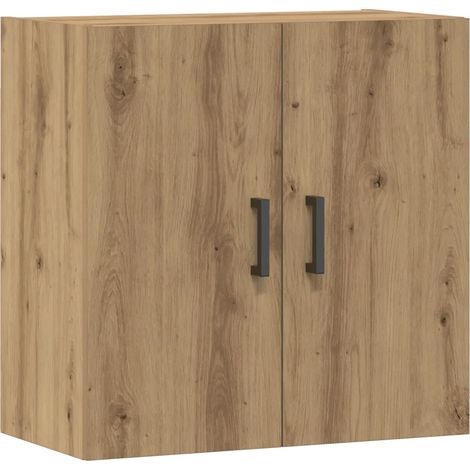 Mobiletto a muro funzionale dal design pulito 60 x 31 x 60 cm realizzato in legno di rovere multistrato finitura artigianale 020051137