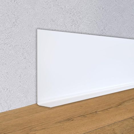 Plinthe souple en PVC - 100 x 12 mm - Bande de sol autocollante et flexible - Passage de sol - Pour cuisine et salle de bain - Blanc - 6 m x 10 cm (1/5)
