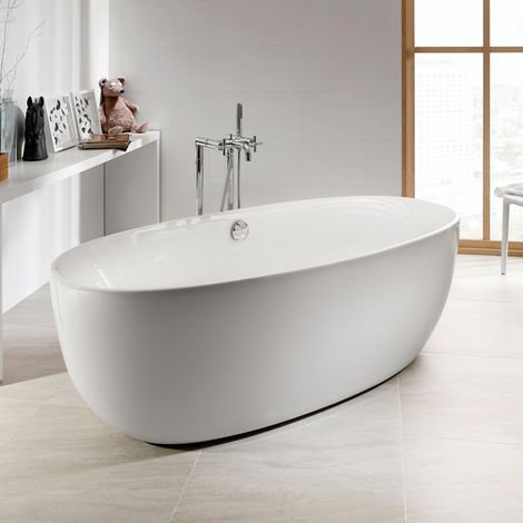 Roca – Baignoire îlot elliptique 1700x800mm – Acrylique blanc – Capacité 175L – Trop plein et vidage automatique – 248313000 - A248313000 (1/2)
