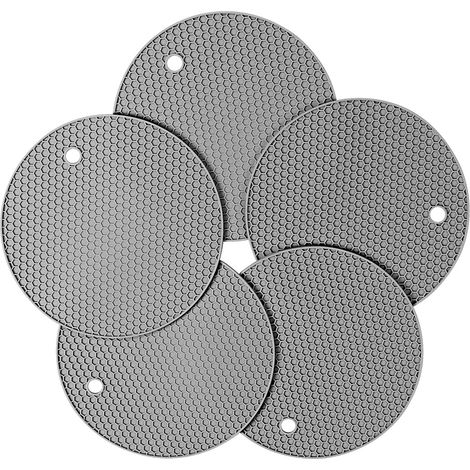 Sous-plat En Silicone - Résistant À La Chaleur Jusqu'à 230 °C - Antidérapant - Diamètre 18 Cm Épaisseur 3 Mm - Lot De 5 (1/5)