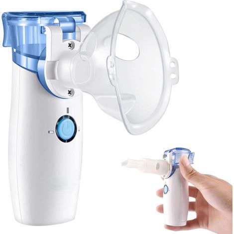 Nébuliseur portable à maille pour toux, inhalateur de vapeur manuel contre rhume et sinusite, usage enfants et adultes (sans pile). (1/5)