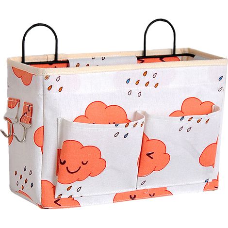 Bolsa De Almacenamiento Para Pared - Bolsillo Colgante De Algodón Con Ganchos Metálicos - Organizador De Estantería Para Dormitorio Y Oficina - 1 Unidad (1/5)