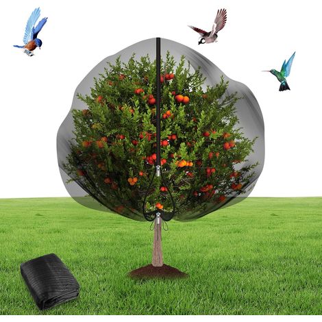 Filet de Protection Jardin 1 pièce Filets pour Jardin avec Cordon de Serrage et Fermeture éclair Maille Fine pour la Protection Arbre fruitier (2,4m×2,4m, Noir) (1/5)